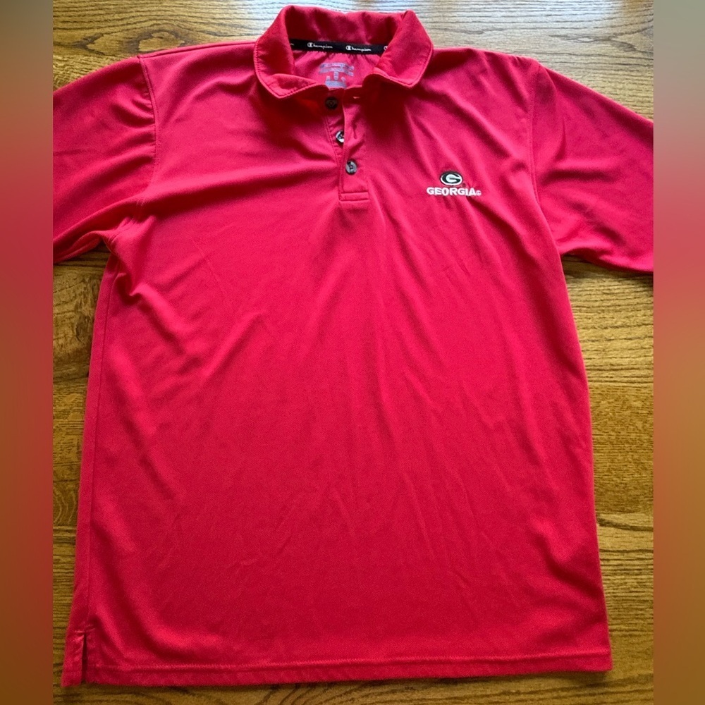 Champion Men’s Medium SS Red Polo Shirt with Georgia embroidery - Picture 1 of 9